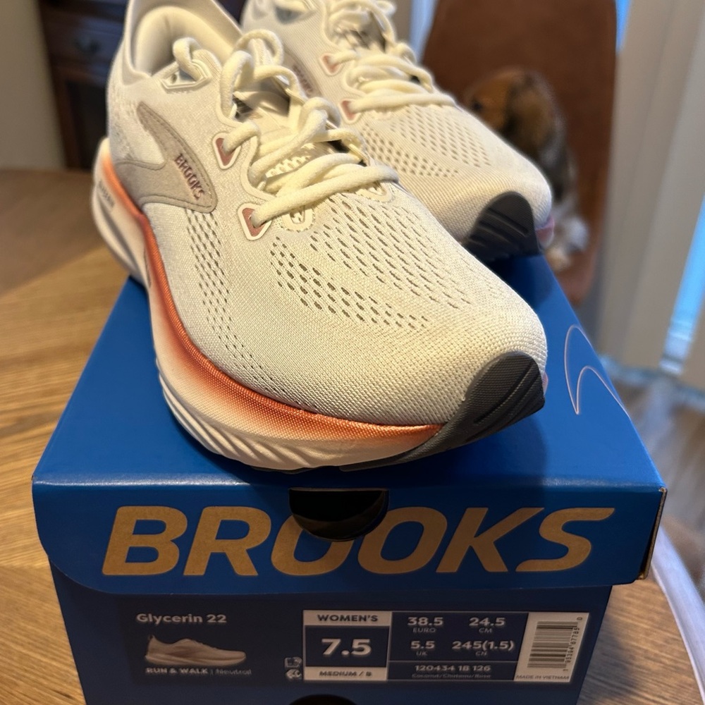 Brooks Glycerin 22 Women's Athletic Shoes - White and Orange